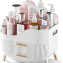 Makeup Organizer with Drawers,Skincare Organizer for Vanity,Storage Box with Handle,Large Cosmetic Display case for Dresser, Bathroom Countertop (White)