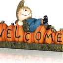 Shellwei Scarecrow Thanksgiving Decor Gift Fall Pumpkin Welcome Figurines Resin Table Decor Fall Tiered Tray Decorations for Halloween Thanksgiving Indoor Outdoor Decorations