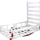 VEVOR 50 x 29.5 x 8.7 inch Hitch Cargo Carrier, 500lbs Capacity Trailer Hitch Mounted Cargo Basket, Aluminum Luggage Carrier Rack with Folding Ramp, Fits 2" Hitch Receiver for SUV Truck Pickup Camping