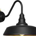 18 Inch Large Gooseneck Barn Light, Waterproof and Rust-Resistant Dusk to Dawn Outdoor Light for Patio, Porch, Farmhouse (Black)