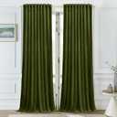 Timeper Hunter Green Velvet Curtains W52 x L84 inches 2 Panels,Pleat Back Tab Top Blackout Curtains for Bedroom Living Dining Room Thermal Insulated Luxury Soft Window Drapes