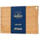 Hiware Bamboo Cutting Board for Kitchen, Heavy Duty Wood Cutting Board with Juice Groove, 100% Organic Bamboo, Pre Oiled, 15" x 10"