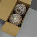 8 Pcs Champagne Christmas Ball Ornaments 3.15 Inch Glitter Pearl Champagne Gold Christmas Tree Decorations Shatterproof Glitter Xmas Baubles Neutral Ornaments for Xmas Tree Home Decor