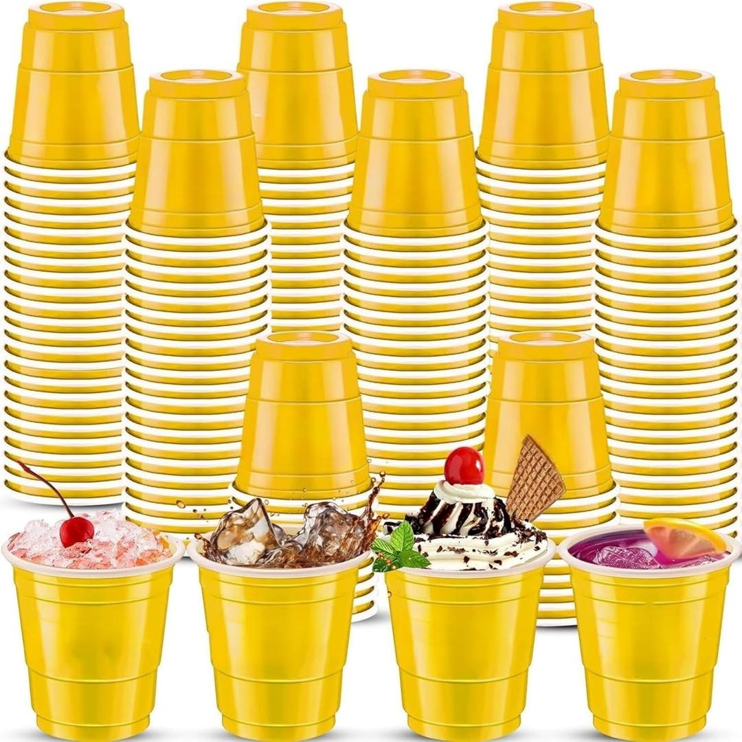 120 pcs Yellow Shot Cups yellow Plastic Shot Glasses 2 oz yellow shot glasses disposable for drinking Tastings served Snacks Jello Tastings and Samples