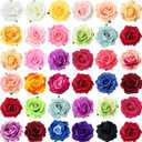 Waydress 30 Packs 4 Inch Flower Hair Clip Rose Hair Accessories Floral Hairpin Brooch Flowers Pin Brooch for Bridal Headpiece Accessories Wedding(28 Colors)