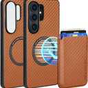 Designed for Samsung S26 Ultra Case, Samsung S26 Ultra Case Wallet Compatible with MagSafe, PU Samsung S26 Ultra Case with Card Holder for Women Men, Anti-Slip & Shock Absorption(Orange)