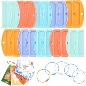 20 Pcs Reusable Plastic Card Holders for Yoto Cards with 6 Ring Loops, Portable Card Holder for Yoto Mini Player Audio Cards, Kids Travel Carrier, Yoto Accessory Organizer Storage Set