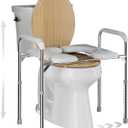 Deewow Raised Toilet Seat with Handles, Toilet Seat Riser for Seniors with Adjustable Height, up to 400lbs, Raised Toilet Seat for Elderly, Pregnant and Handicap, Fit Any Toilet, FSA/HAS Eligible