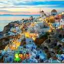 JXBYJP Large Santorini Greece Sunrise Sea Wall Art Architecture Landscape Picture Ocean Canvas Print Contemporary Artwork for Living Room Bedroom Office Home Decor Frame 20x40inch