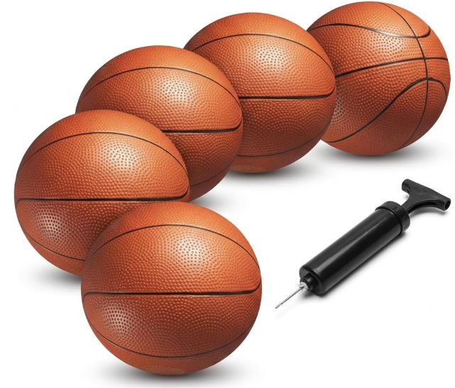 Mini Basketball Set for Kids  6 Inch (5 Pack) w/Hand Pump  Small Size Indoor Mini Hoop Balls for Toddlers  Over The Door Basketball Games, Indoor & Outdoor, Small Hoops, Pool Play & Party Favors