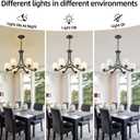 6 Light Modern Black Chandeliers, Farmhouse Dining Room Light Fixtures Over Table Rustic Chandeliers for Kitchen Island with Frosted Glass Shade for Living Room Foyer Height Adjustable 47.2’’, Medium-6 Light