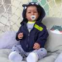 iCradle Reborn Baby Dolls Boy Black Biracial African American Realistic Newborn Baby Dolls Lifelike Ethnic Silicone Reborn Toddler Doll Toy Accessories Gift for Collection & Kids Age 3+