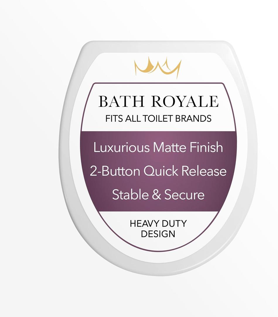 Bath Royale Slow Close Toilet Seat Round BR283-00 Heavy Duty & Scratch Resistant, Fits All Toilet Brands, MasterSuite Series