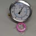 MEANLIN MEASURE 0~100Psi Stainless Steel 1/4" NPT 2.5" FACE DIAL Liquid Filled Pressure Gauge WOG Water Oil Air Lower Mount, with 1/2" NPT and 3/8" NPT Hex Bushing