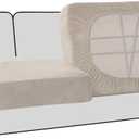 H.VERSAILTEX Stretch Velvet 2 Piece T Cushion Sofa Slipcovers for Living Room Individually Sofa Covers for 2 Cushion Seat Cushion Covers Stay with Elastic Bands (Sofa, French Oak)