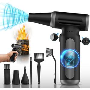 Electric Compressed Air Duster - 33,0000 RPM Rechargeable Cordless Turbo Blower, Portable Air Blower Gun for Cars, PC, Keyboard, Home & Outdoor Dust Cleaning (Replaces Compressed Air Cans)