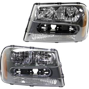 Garage-Pro Headlights Assembly For Chevrolet Trailblazer 2002-2009 Driver Passenger Side With Bulb, Halogen, Full Width Grille Bar Replaces# 25970914 25970915