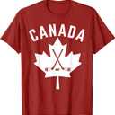 Canadian Maple Leaf Hockey Men Women Kids T-Shirt (XL, Cranberry Red)
