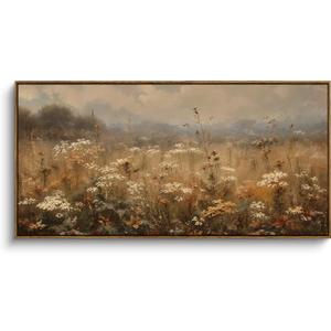 InSimSea Extra Large Framed Vintage Wall Art, Wildflower Meadow, 24x48inch