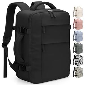Pritent Travel Backpack for Women Man, Waterproof Personal Item Travel Bag Airline Approved Laptop Backpack Weekender bags Bookbag for Business,Travel, Work Fits 15.6 inch Laptop(Medium,Black)