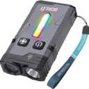 BORUIT EV10 EDC Keychain Flashlight Super Bright USB-C Rechargeable - 15 Modes Small Multifunctional Flashlights with Clip Magnetic Ambient and Warning LED Lights, Aluminum Black