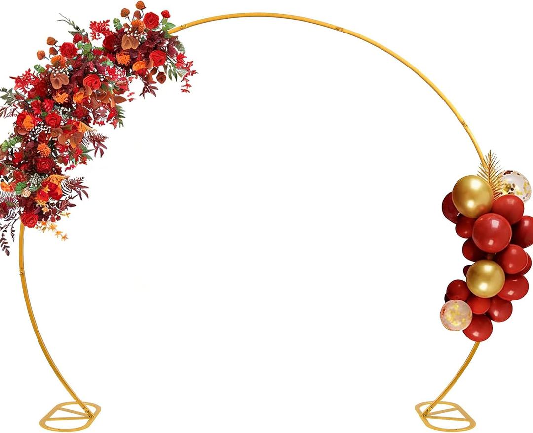 8ft Balloon Arch Stand,Round Backdrop Stand,Golden Circle Wedding Arch Frame for Wedding,Valentine's Day,Birthday,Party,Friends Gathering,Christmas,Garden Decoration