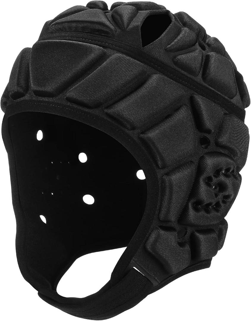 Flag Football Helmet Youth Soft Shell Helmet 7v7 Rugby Headgear Scrum Cap Youth Kids Adults (Large, Black)