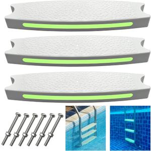 Pool Ladder Steps Replacement, 18" Universal Heavy Duty Pool Ladder Steps, Swimming Pool Ladder Steps for Inground Pools & Above Ground Pool with 6 PCS Bolts and 3 Reflective Strips (3 Pack)