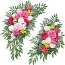 Artificial Wedding Arch Flowers Kit(Pack of 2) for Wedding Arch, Bridal Shower, Ceremony and Reception Backdrop Decoration (Bright Pink)
