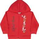 Disney Minnie Mouse, Lilo & Stitch, Princess Girl's Zip-Up Hoodie, Long Sleeve Hooded Sweatshirt for Kids and Toddlers (4, Red)