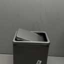 2.6 Gallon Small Office Bathroom Trash Can with Swing Lid,Living Room Bedroom Garbage can Wastebasket bin,Metal Decor Trash Can(Black)