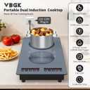 VBGK induction cooktop,110V 2300W double burner hot plate with LED touch control, 9 Power Levels, Kids Lock & Timer, Overheat Protection,2 burner induction cooktop