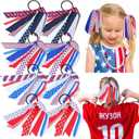 8PCS 4th of July Hair Ties for Girls, Red White Blue Ribbon Hair Ties, Independence Day Hair Accessories Party Favor Gift for Cheerleader Women