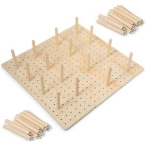 3Pcs Wood Pegboard Drawer Organizer with 32 Pegs Wooden Peg Board System for Kitchen Dishes Plate 17 x 5.91 in Natural Wood Color