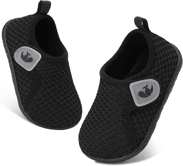 FEETCITY Baby Shoes Boys Girls First Walking Shoes Infant Sneakers Lightweight Slip On Shoe Black