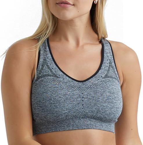 Hanes Women's Seamless Racerback Sports Bra (Ebony Heather, Medium)