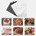 Black 7" x 10" Stand Up Pouch Bags, 100 Pack Clear Front & Aluminum Foil Back, Resealable and Heat Sealable Storage Bags for Food, Snacks, Coffee, Candy, and More