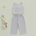 Douhoow Toddler Baby Girl Outfits Sleeveless Round Neck Baby Tank Tops Pants Boys Girls Summer Clothes (Gray)