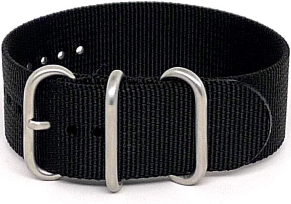 DaLuca Ballistic Nylon Military 1 Piece Watch Strap - Black (Matte Buckle) : 24mm