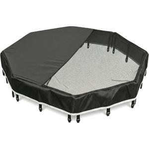 PJYuCien Octagonal Playpen Top Cover for 24" Side Metal Pet Pen, Half Mesh Half Oxford with Silver Coating & Snap Hooks, Predator & Weather Protection, Cozy Den for Puppy Small Animals, Black (Fits 8 Panels Metal Playpen)