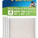 Filtrete 16x25x1 Air Filter MERV 8, MPR 700 Tough on Pollen 4-Pack, AC Furnace HVAC Filters for Home, 3-Month Pleated Electrostatic (Actual Size 15.68 x 24.56 x 0.78 in)