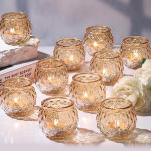 24 Pcs Gold Votive Candle Holders Round Glass Candle Holders Bulk
for Table Centerpiece Fall Halloween Thanksgiving Christmas Wedding Shower, Party, Home Decor