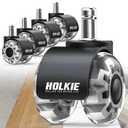 HOLKIE Office Chair Wheels Grey Dual Rubber 2 Inch Replacement Smooth Quiet Rolling Casters Universal Fit Casters 11x22mm, Wheels-Set of 5 for Hardwood Floors Carpet Computer Gaming