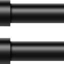 VOIIY 2 Pack Curtain Rods for Windows 18 to 42 Inch(1.5-3.5 Feet),Black 1'' Diameter Drapery Rods with End Cap Style Design,Modern Adjustable Heavy Duty Curtain Rod,Size:18''-42''