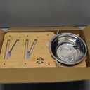 Elevated Dog Bowls, Adjustable Raised Dog Bowl Stand for Medium and Small Pet, 11" High Bamboo Pet Food Feeder with 2 Stainless Steel Dishes4 Heights