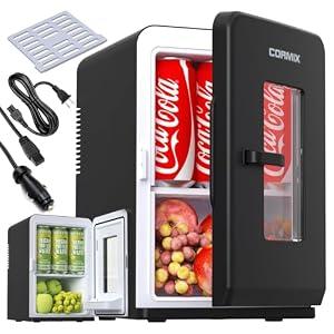 Mini Fridge for Bedroom, 15 Litre/ 21 Cans Portable Mini Refrigerator with AC/ DC Power for Office, Dorm and Car, Thermoelectric Electric Cooler & Warmer Skincare Fridge for Drinks, Food, Cosmetics