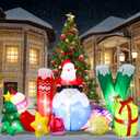 Liliful 7 Pcs LED Christmas Inflatables Outdoor Decorations 6.6 Ft Inflatable Joy Santa Claus Large Christmas Blow up Decor for Xmas Party Yard Lawn Garden Outdoor(Santa Style)