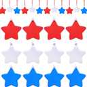 12 Pcs Christmas Tree Decoration Five-Pointed Stars Hanging Ornaments DIY Craft Designs Fourth of July Acrylic Hanging Pendants Red White Blue Stars Hanging Ornaments for Independence Day Tree Decor (Style 3)