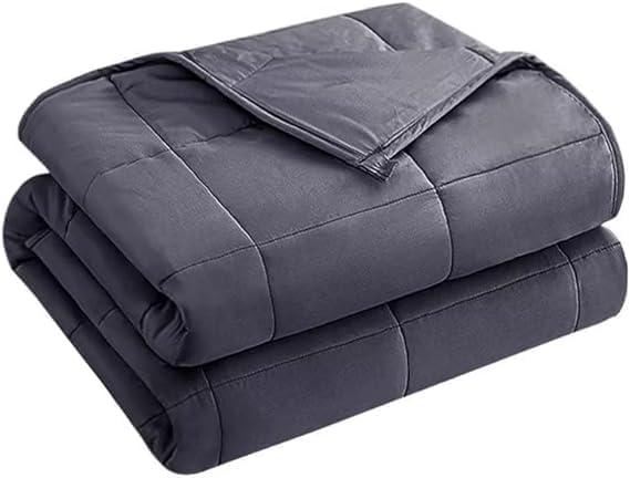 yescool Weighted Blanket for Adults (15 lbs, 60" x 80", Grey) Cooling Heavy Blanket for Sleeping Perfect for 140-160 lbs, Queen Size Breathable Blanket with Premium Glass Bead, Machine Washable