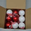 Hotop 18 Pcs Valentine's Day Hanging Ornament Red and White Ball Ornaments for Tree Valentine Ball Plastic Hanging Tree Decorations Love Kiss Be Mine Bulb for Holiday Weeding Party Decor